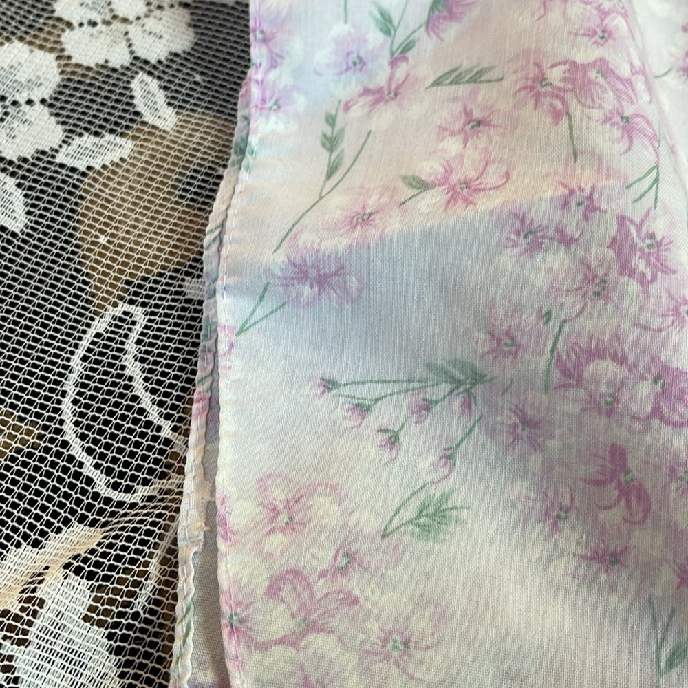 Vtg Lady Manhattan Nightgown Purple White Floral Snap Front Pocket - Picture 10 of 14